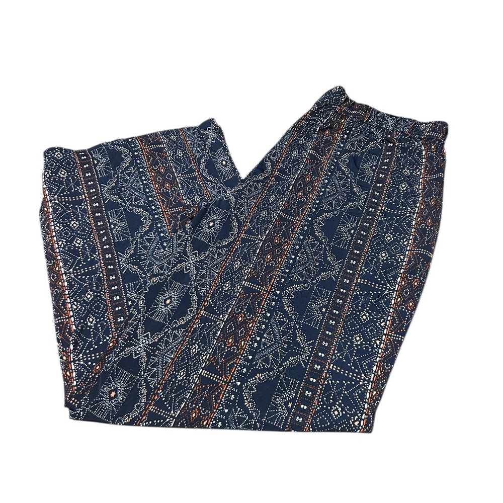 Kelly by Clinton Kelly Navy Blue Patterned Women's pull on Pants
